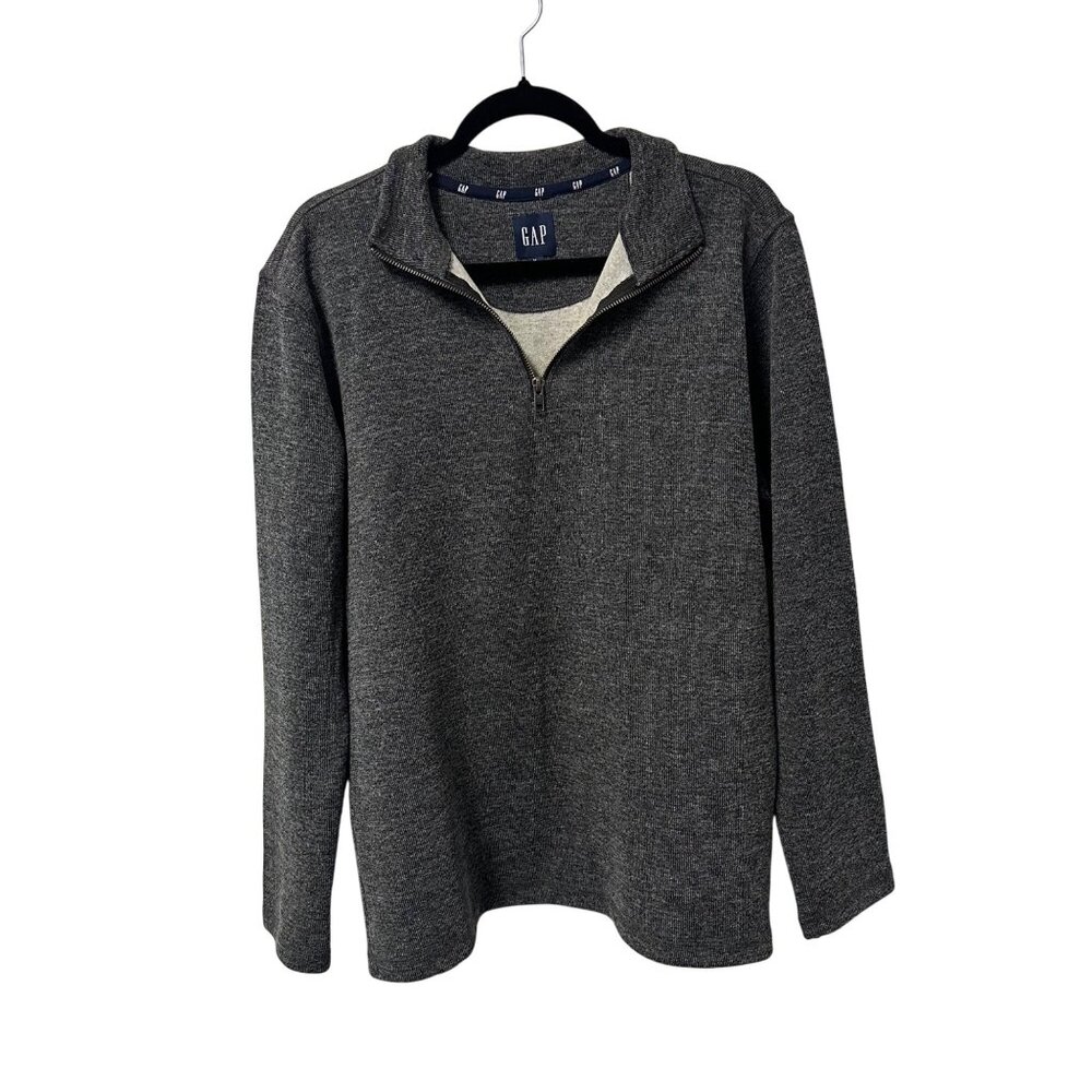 GAP SWEATER PULLOVER 1/4 ZIP MENS M CASUAL CLASSIC GRAY COMFORT KNIT COLLARED